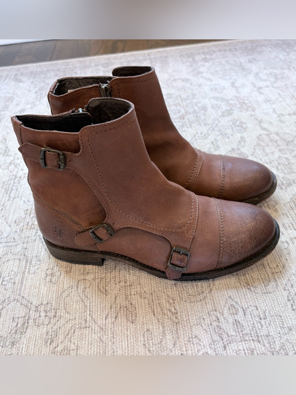 Frye Ethan Triple Monk Strap boots size 7 women’s
